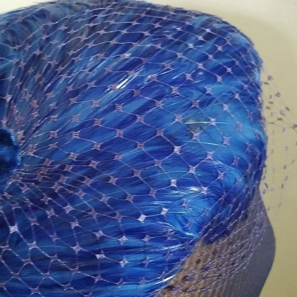 Vintage I Magnin Royal Electric‎ Blue Feather Hat - Picture 7 of 11